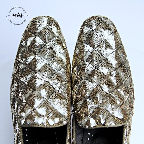 NWOT Stacy Adams Sequins Swank Shoes Gold Men 7.5 - Picture 10 of 13